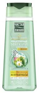 Изображение Шампунь мягкий ЧИСТАЯ ЛИНИЯ Мицеллярный Сила 5 трав и витамины, 400мл.